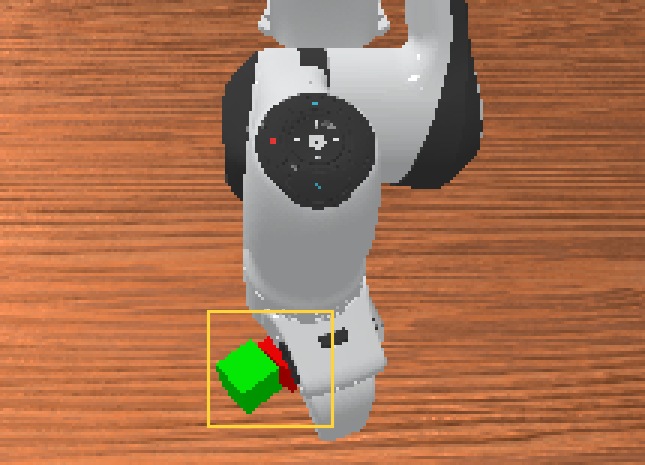 Native PRISM hand–cube contact capture, highlighted task-cube area